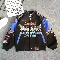 Dudack Boys' Tops Cartoon Patchwork Jacket Baby Autumn Style Kidsren's Toddler Jacket Padded Kidsren's Clothing