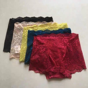 四条 4372 包邮 丽维中高腰性感舒适全蕾丝微透透气舒服小平角底裤