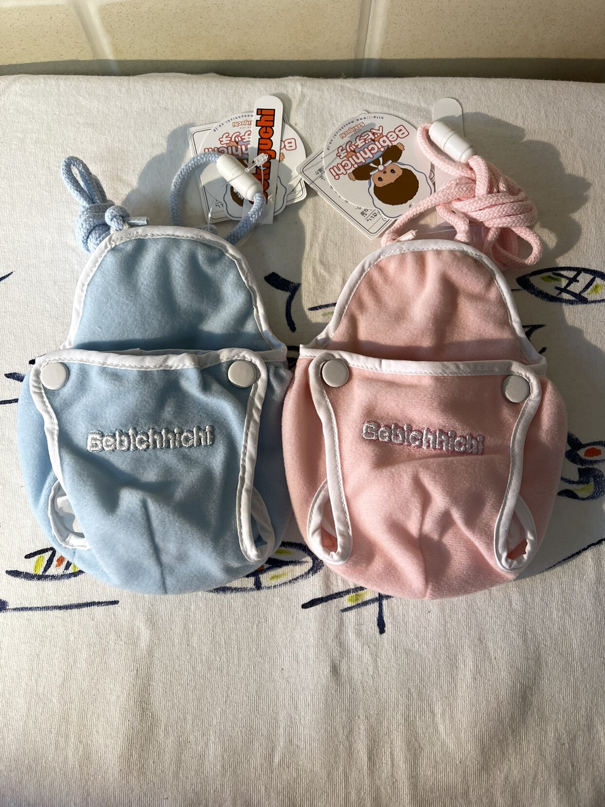 蒙奇奇monchhichi 绝版 BB 贝奇奇 睡袋 装S或M号公仔 可斜挎包