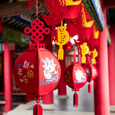 20花1新年装i纺元旦无饰布挂件场景布置过年拉2吊饰春节装饰小灯