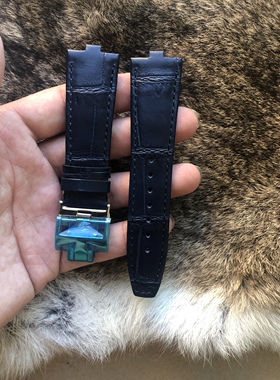 江诗丹顿纵横四海弹簧款7900V真皮手表带VC4500V 5500V快拆鳄鱼皮