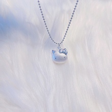 正品999纯银项链卡通凯蒂猫吊坠手链银饰品 kt猫锁骨链儿童韩版女