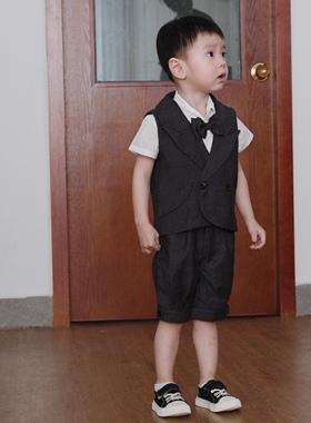 ShyELephant西装定制男童小西服三件套生日周岁礼服帅气花童