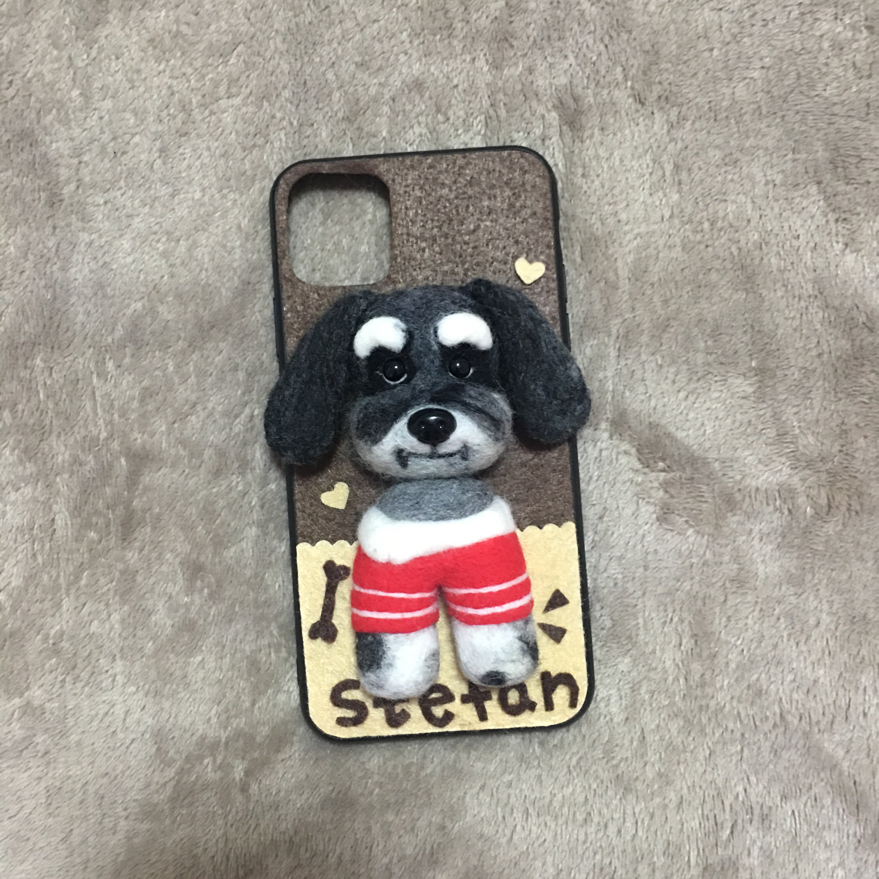 定制羊毛毡手机壳成品猫咪泰迪雪纳瑞金毛边牧iphone华为苹果