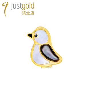 justgold镇金店冰川珍奇-企鹅黄金足金耳钉时尚个性1328261Y