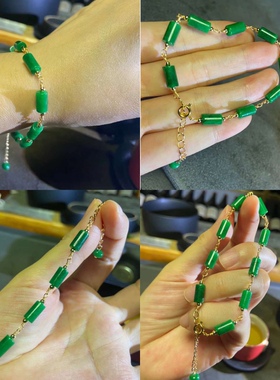 人造翡翠干青铜珠手链简约大气手链送婆婆送妈妈送女友颜色优化