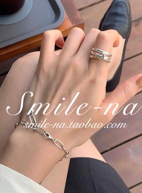 韩国进口小众设计师银丝打结戒指