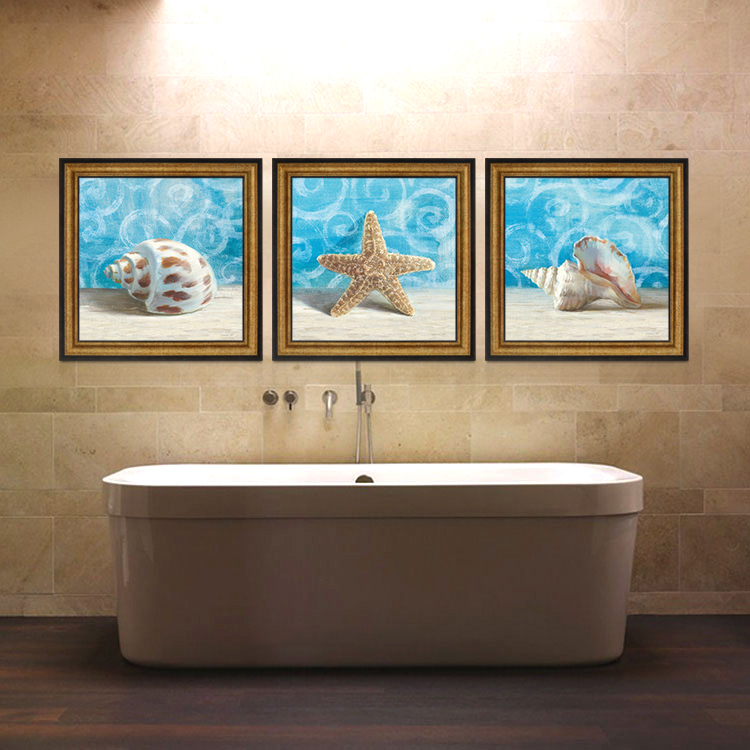 大海贝壳海星螺壳时尚卫生间装饰画现代简约客厅挂画酒店浴室壁画图片