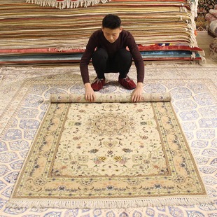 手工羊毛波斯地毯手工打结地毯手工地毯真丝地毯 真丝地毯