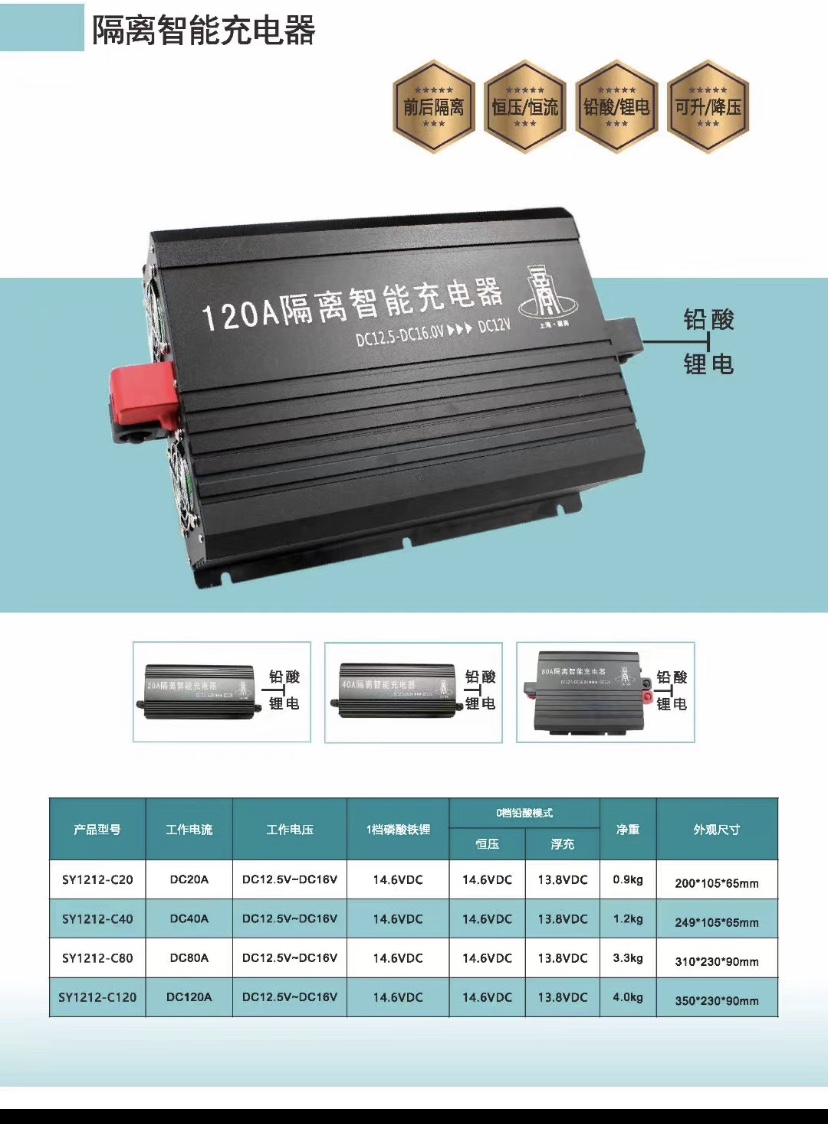 12V24V 48V房车直流充电器 行车充电器40A80A100A充电器