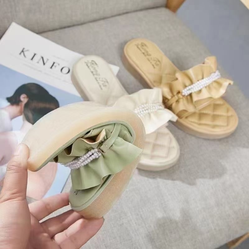 Cool slippers for women's wear net red super fire 2021 summer new fashion versatile flat bottomed slippers for pregnant women