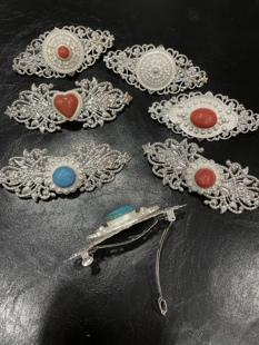 蒙古元素民族风手工发卡复古藏族头饰蒙古风头卡铜镀银发饰女蒙族