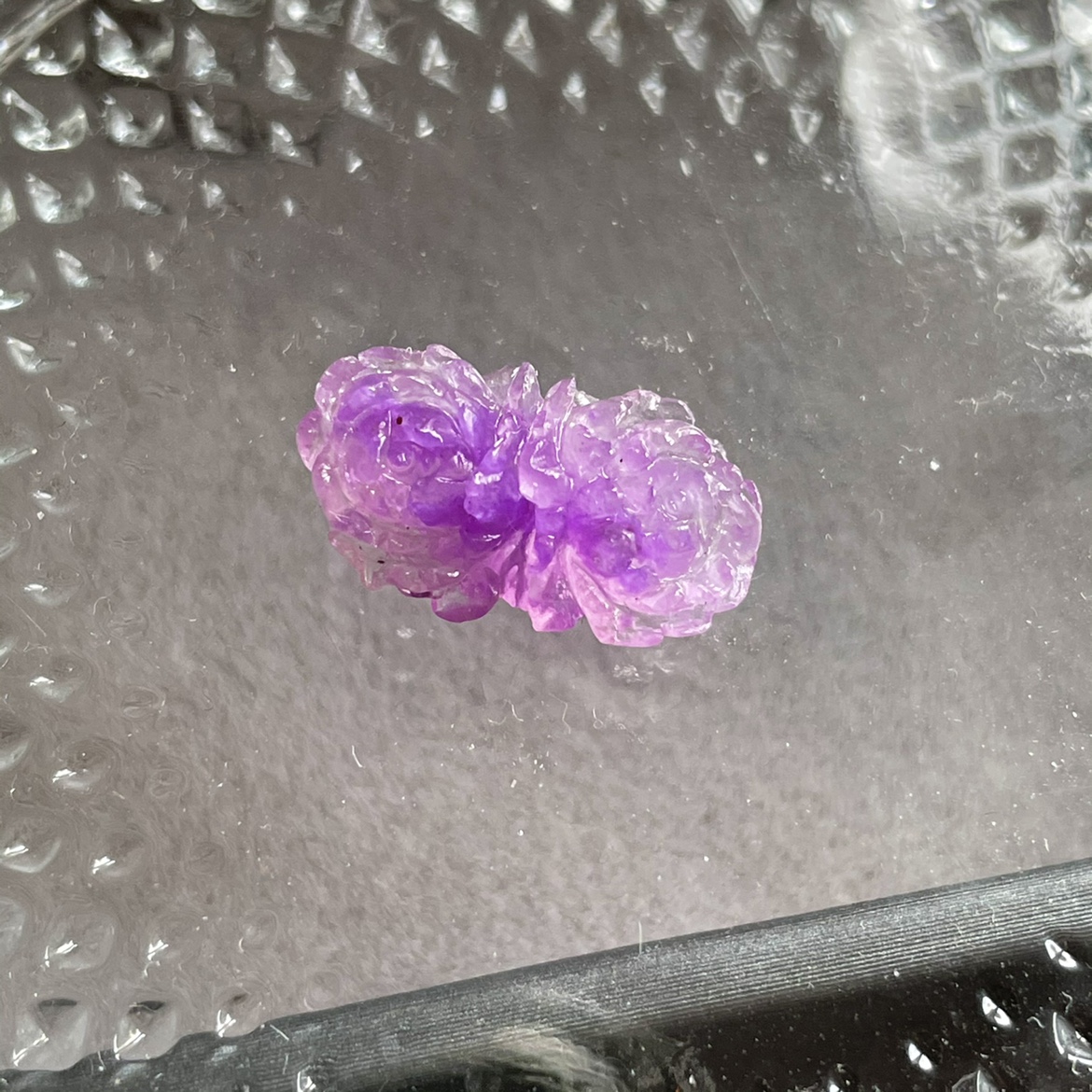天然舒俱来冰透玻璃体裸石并蒂莲