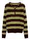 女韩版 新款 宽松时尚 拼色条纹长袖 6119 毛针织衫 玉米专享