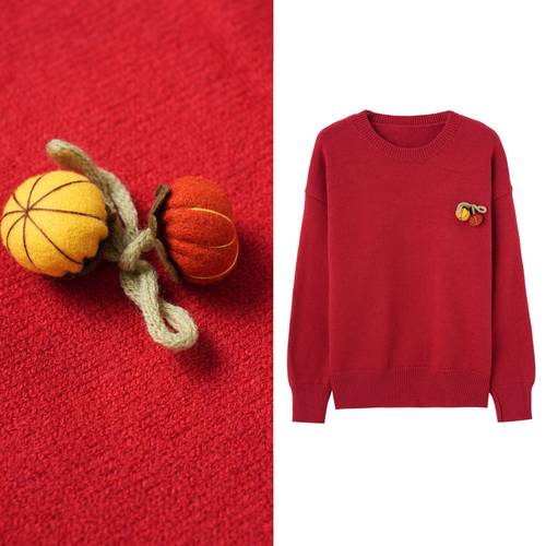 【玉米专享】南瓜减龄圆领套头毛衣宽松软糯针织上衣1126