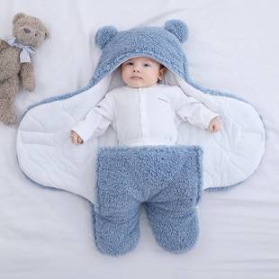 被冬冬厚0到6个月婴儿睡袋棉抱被防惊跳睡被分腿宝贝防踢被毛绒