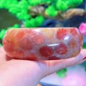 一博珊瑚玉天然彩花老料手镯女时尚 项饰品2023年轻少女新款 婚礼