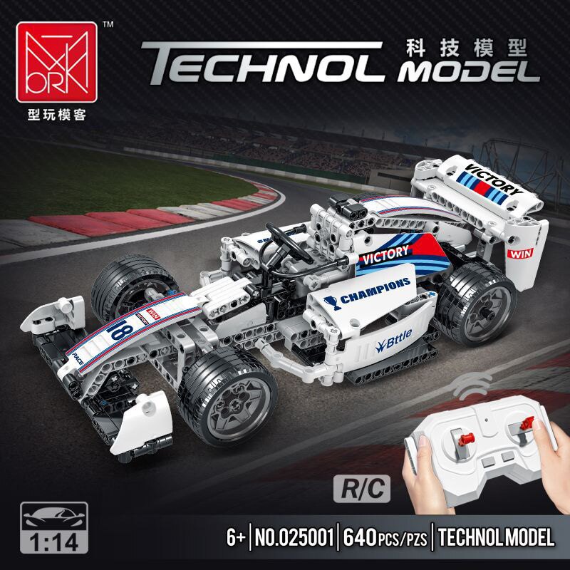 白色拼插小颗粒模型方程式赛车