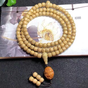 海南原生态鸡油黄星月菩提籽108颗正月佛珠老型桶珠男女项链手链