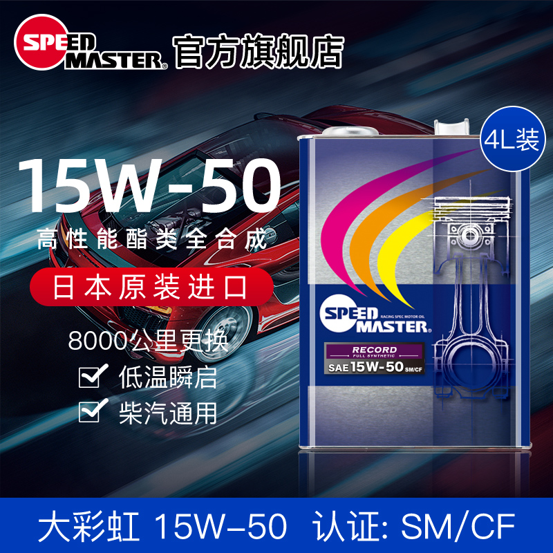 日本进口速马力大彩虹15W-50酯类高性能全合成机油汽油+柴油通用