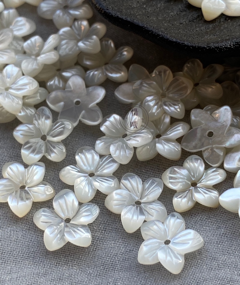 白蝶贝10mm贝壳花diy饰品材料发簪头饰耳钉配饰