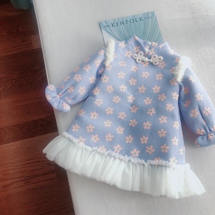 5岁 T.C加绒加厚中国风儿童连衣裙新年裙小童1 2021冬 韩版