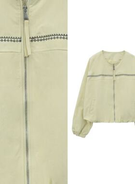 【爆米花专享】短款外套宽松显瘦刺绣夹克上衣1127