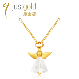 个性 justgold鎮金店圣诞天使黄金足金吊坠女简约气质时尚 1514681Y