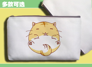 佐藤嘟嘟猫观察日记可爱猫咪手拿帆布笔袋零钱手机包收纳袋子