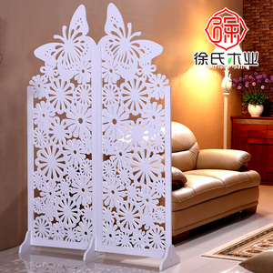 屏风隔断玄关时尚客厅白色雕花折叠屏风店铺橱窗背景镂空移动屏风