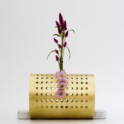 代购以色列设计师omer Polak 日式镂空金属大理石花瓶创意花器 虎窝淘