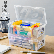 日本进口抽屉分隔收纳盒透明家用工具整理盒塑料长方形有盖小盒子