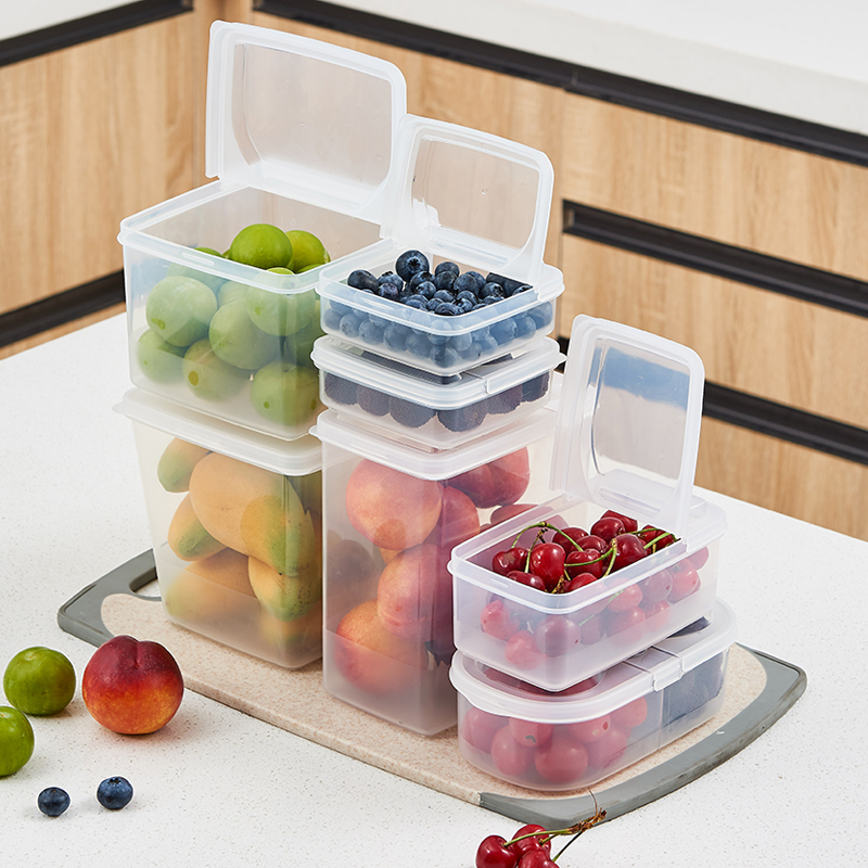 日本进口五谷杂粮收纳盒干果零食储物罐翻盖式冰箱专用水果保鲜盒