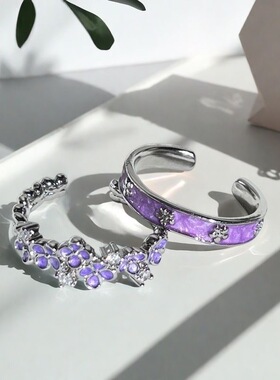 戒指女新款甜酷紫色滴釉