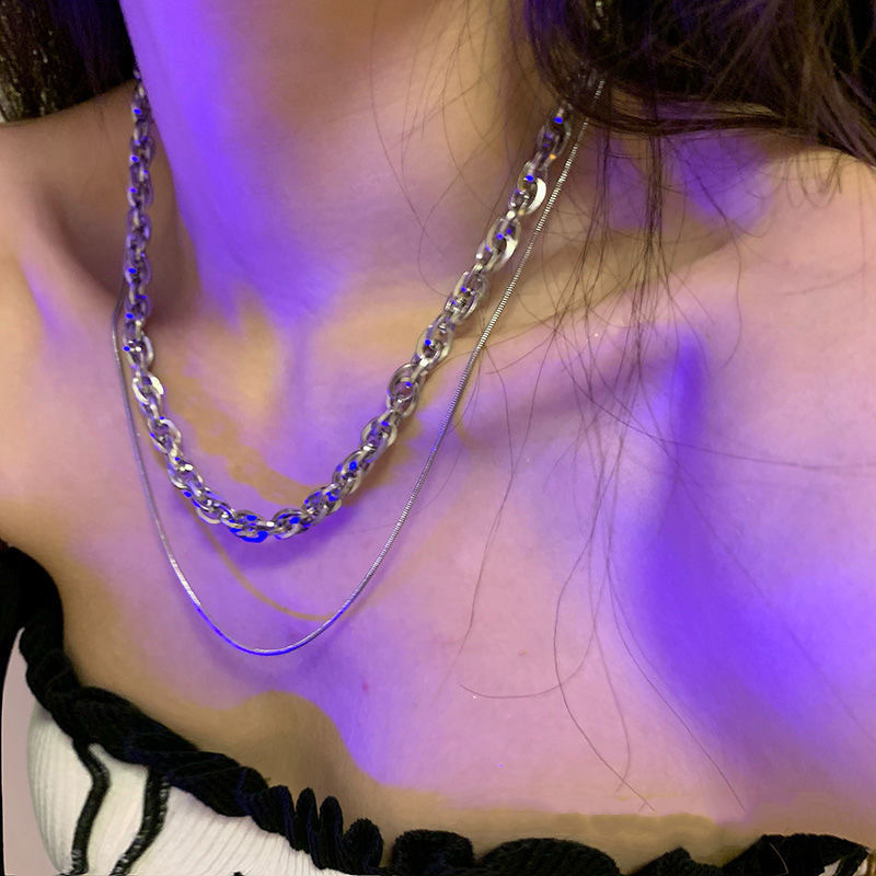 双层叠戴项链女ins嘻哈轻