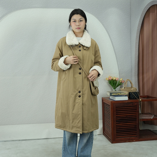 款 毛领加绒加厚保暖撞色防寒外套2025冬季 派克服女宽松韩版 中长款