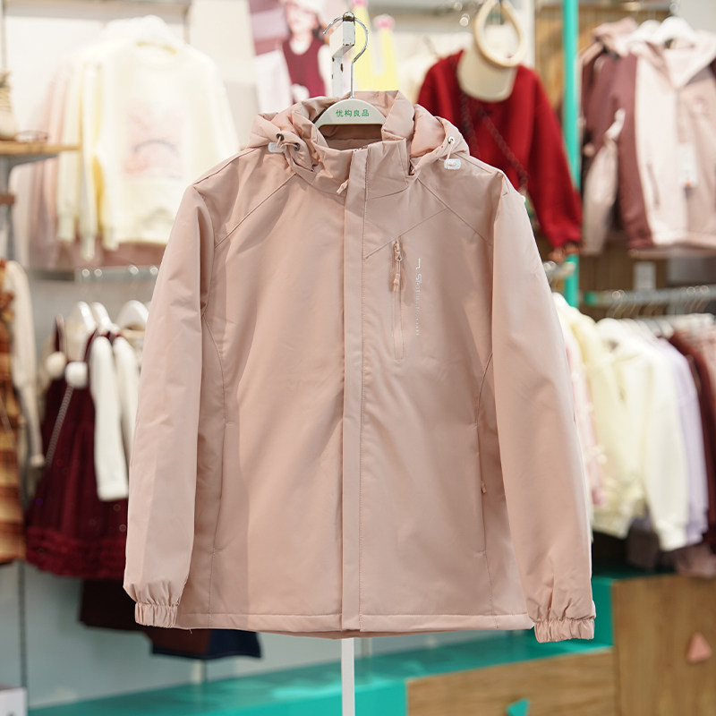 外套女夹棉保暖梭织防风短款纯色连帽户外旅游休闲上衣优构良品冬,女装/女士精品,短外套,淘宝优惠券,粉丝福利购,淘宝优惠卷