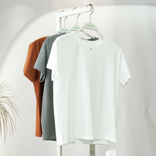 新款 纯色棉短袖 T恤女圆领正肩显瘦百搭宽松休闲简约上衣2026夏季