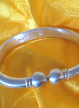 圆头无焊接简约风来料足银手镯