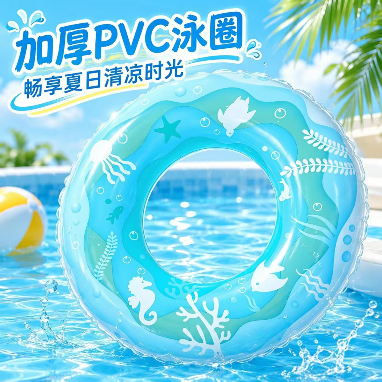 加厚充气游泳圈女生泳圈儿童游泳浮圈小孩救生圈男女士成人游泳圈