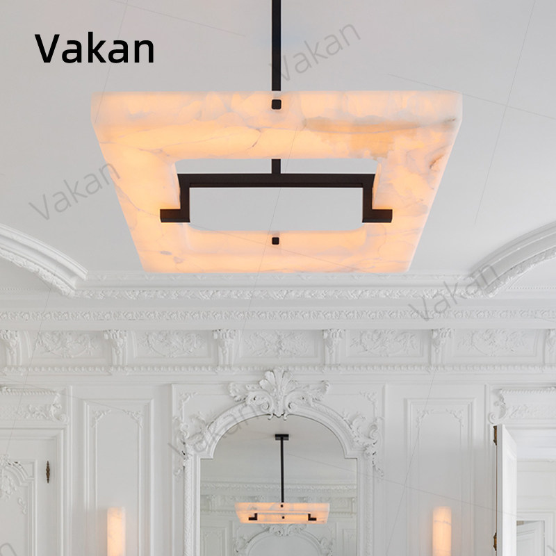 Vakan美式轻奢别墅客厅餐厅吊灯高档酒店天然雪花云石定制灯具