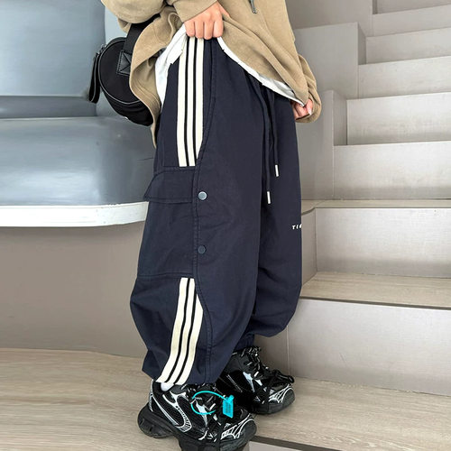 波拉bora男童裤子春秋款男孩秋装工装裤大儿童装秋季休闲运动裤潮