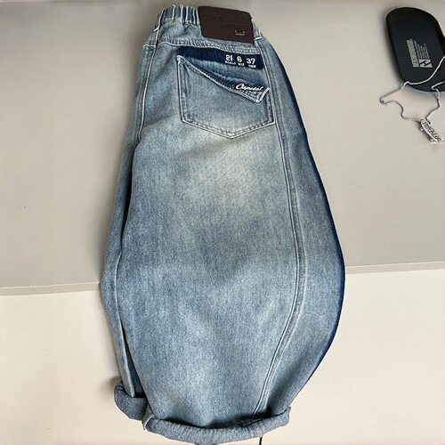 波拉bora秋季儿童弯刀牛仔裤实体男童洋气长裤中大童宽松休闲裤子