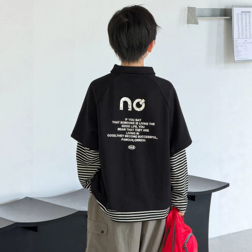波拉bora男童长袖t恤春秋款中大儿童装痞帅打底上衣男孩秋装卫衣T