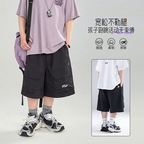 波拉bora款夏款韩版宽松休闲短裤中裤中大童男童过膝盖
