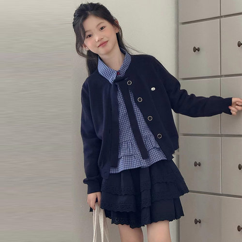 波拉bora女童套装秋季初中生时髦洋气衣服春秋季儿童甜美可爱穿搭