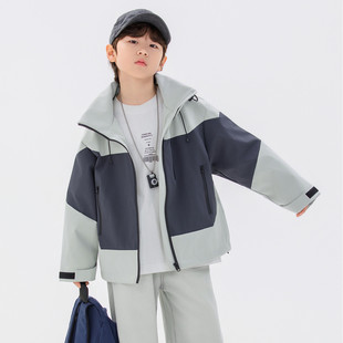 拉男童春装bora外套儿童软壳衣 中大童防风上衣女童女生休闲外套