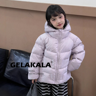 秋冬儿童羽绒服短款男童女童90白鸭绒保暖中大童纯色连帽外套韩版