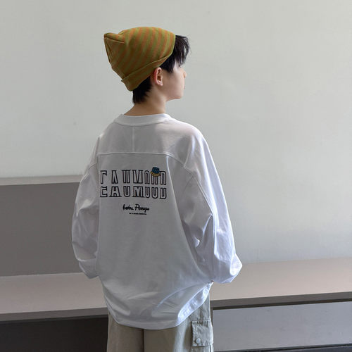 波拉bora男童秋装卫衣中大童休闲宽松上衣男孩秋季痞帅炸街纯色潮