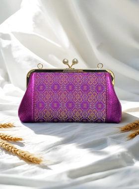 上久楷经典菱纹定胜芭比金芭比银色配高端珠光牛皮搭配珍珠扣头